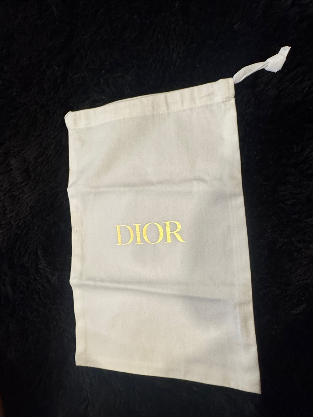 Dior White Drawstring Dust Pouch with Gold Logo